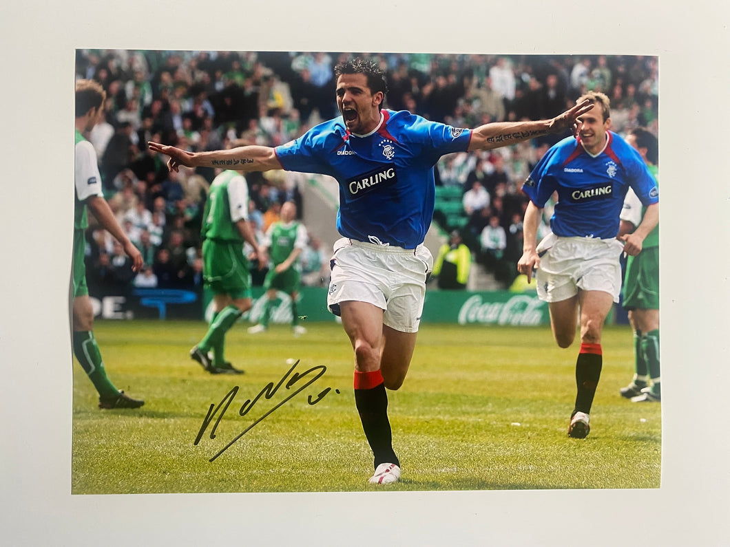 Nacho Novo signed 16x12” Rangers photo