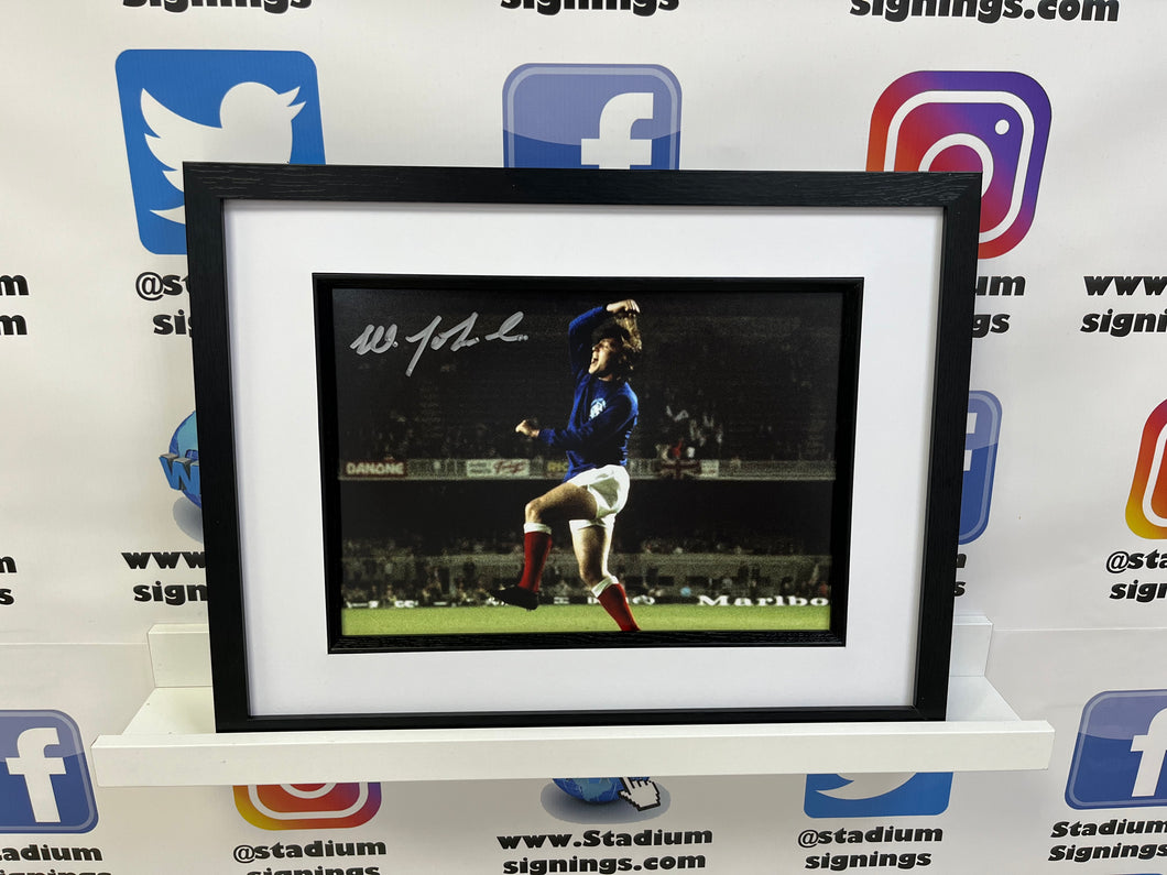 Willie Johnston signed and framed 12x8” Rangers photo