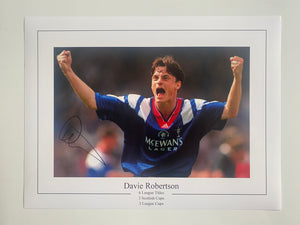 Davie Robertson signed 16x12” Rangers photo